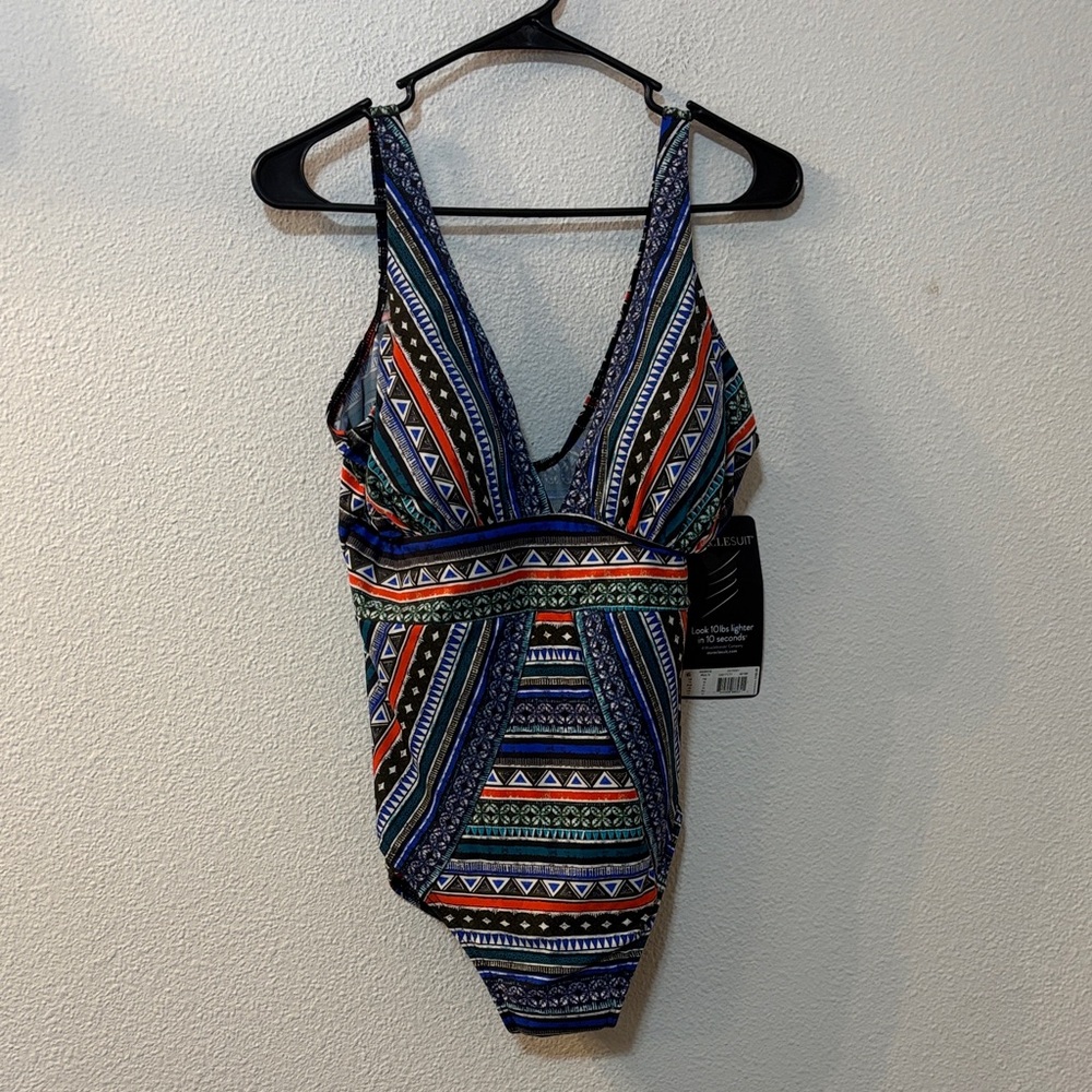 NWT Miraclesuit Multicolor Patterned One Piece